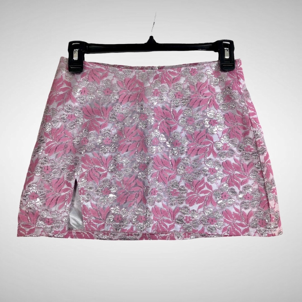 Rampage Pink/ Silver Mini Party Cocktail Sparkle Skirt Size S